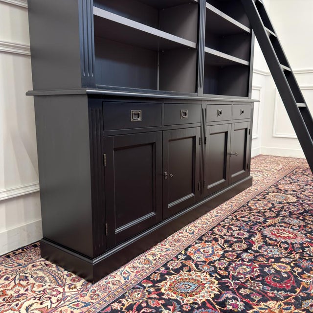 Large English Black Bookcase For Sale - Image 10 of 17