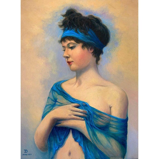Dirk Foslien Symphony in Blue No. 2 oil on board. This Dirk Foslien painting comes framed as shown. Dimensions 16"H x 12"W...