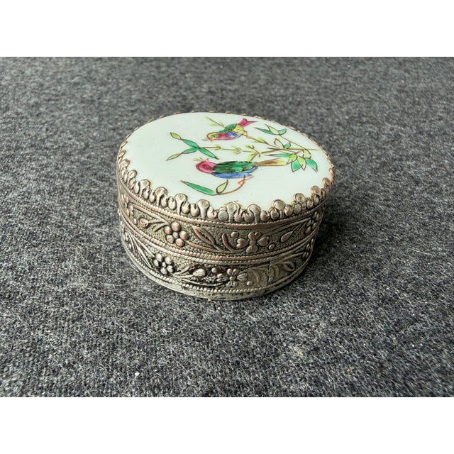 Vintage Chinese Round Porcelain Shard Ring Trinket Box For Sale - Image 4 of 12