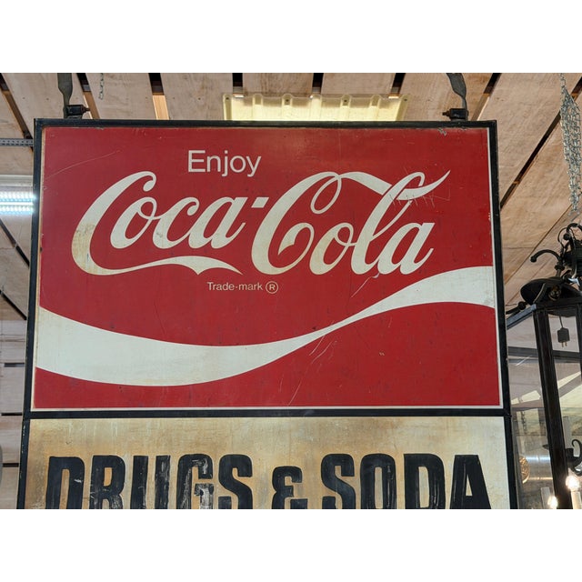 Monumental Double-Sided Coca-Cola “Drugs & Soda” Trade Sign, WPB FL, 1960s For Sale - Image 4 of 16