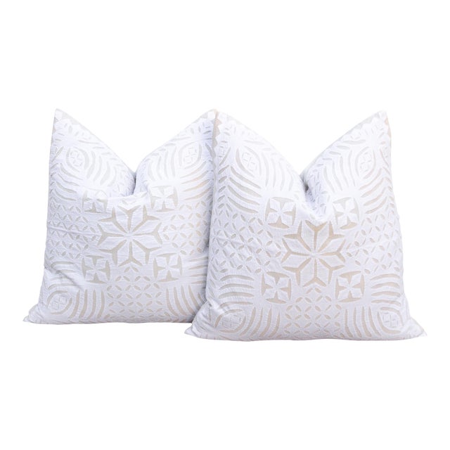 Saffron Petal, Pair of Appliqué Pillow Covers For Sale