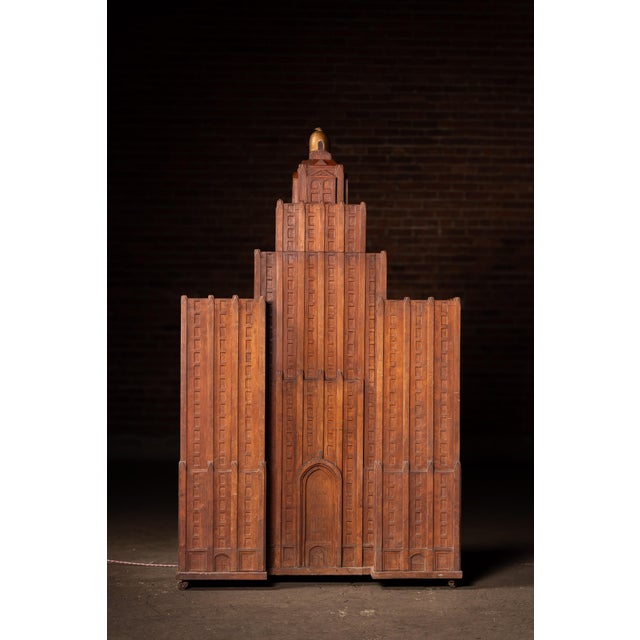 Brown 1920s Monumental Art Deco Cathedral Form Secretary Desk For Sale - Image 8 of 12