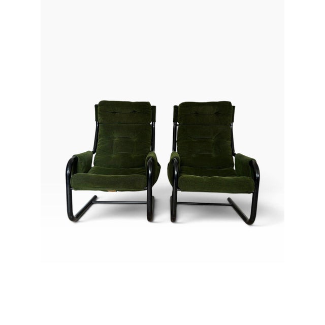 Mid-Century Modern Holy Chenille Armchairs by Diego Mattu for 1P (Uno Pi), 1970, Italy, Set of 2 For Sale - Image 3 of 14