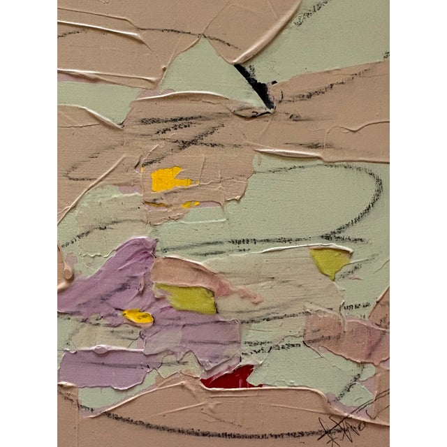 New abstract textural painting showing wonderful color and movement by New Orleans artist Alexis Walter. Oil and graphite...