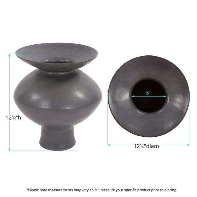 Kenneth Ludwig Chicago Graphite Ceramic Flared Vase- Medium For Sale - Image 4 of 7