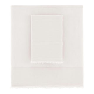 Pine Cone Hill by Annie Selke Faye Linen Dove White Sheet Set, Twin - 3 Pieces For Sale