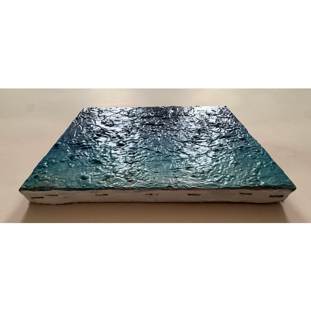Ink Blue 1980s Oil Painting - Ocean Blue For Sale - Image 8 of 13