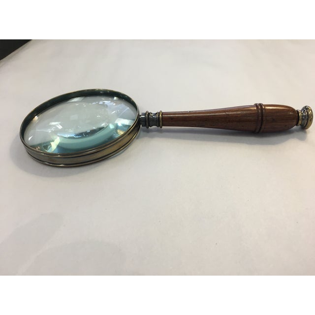 Bronzed Magnifying Glass With Wooden Handle For Sale In New York - Image 6 of 6