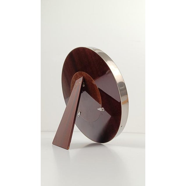 Mid-Century Round Silver-Plated and Teak Picture Frame, Italy, 1970s For Sale - Image 12 of 18