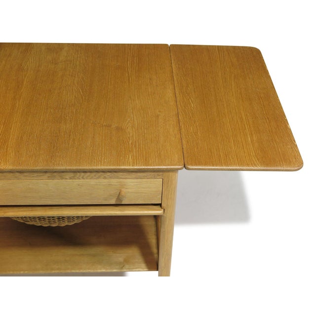 Yellow Mid 20th Century Hans J. Wegner at-33 Sewing Drop-Leaf Side Table in White Oak, Beautifully Restored For Sale - Image 8 of 11