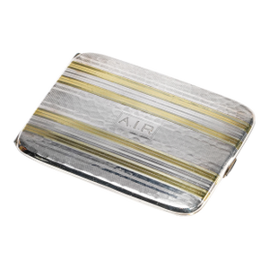 Lux Hammered Antique Art Deco 14k Gold Sterling Silver Card Cigarette Case