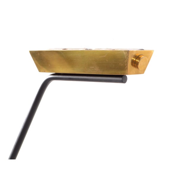 Pair Maison Lunel 6-Light Chandelier Black Steel & Brass Mid-Century Modern 1960 For Sale - Image 11 of 13