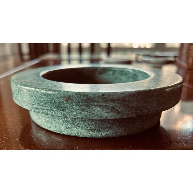 Modern 1980's Modern Circular Green Marble Wine Bottle Coaster For Sale - Image 3 of 4