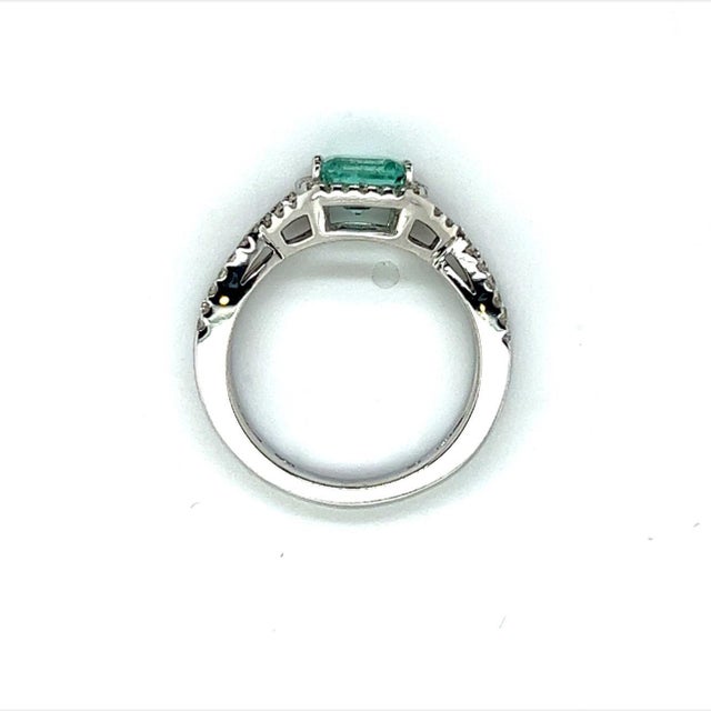 Metal Natural Emerald Diamond Ring 6.5 14k W Gold 1.31 TCW Certified For Sale - Image 7 of 8