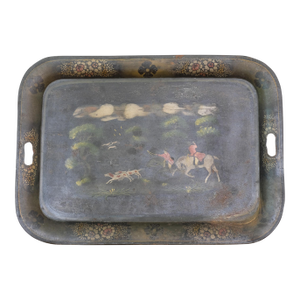 19th Century English Tole Equestrian Tray
