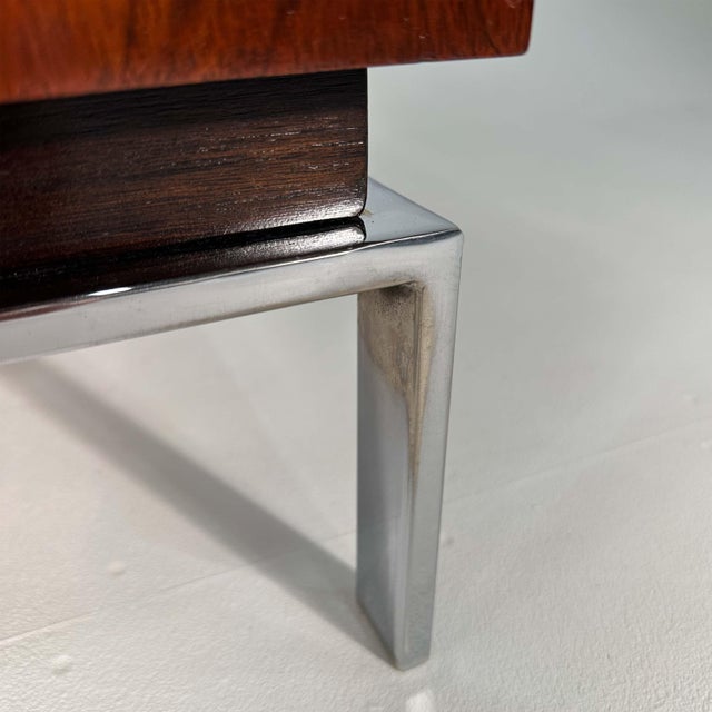 Vintage Mid Century Modern Architectural Rosewood Cabinet on Chrome Base For Sale - Image 13 of 16