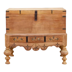 Antique Ceylon Bleached Campaign Chest on Stand