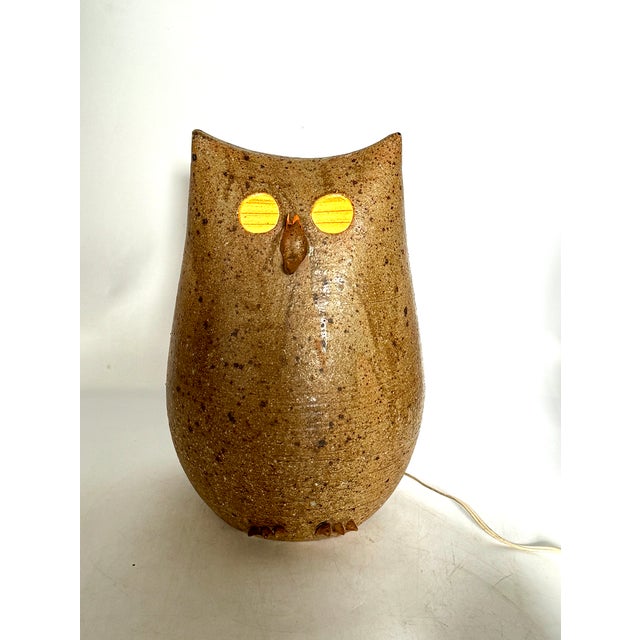Owl Night Light in Sandstone by Alain Blanchard, 1980s For Sale - Image 6 of 7