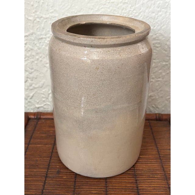 Tan Antique Rustic European Salt-Glazed Stoneware Crock For Sale - Image 8 of 8