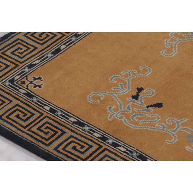 Art Deco Rug & Kilim’s Chinese Art Deco Inspired Runner Rug, Brown With Greek Key Border For Sale - Image 3 of 8