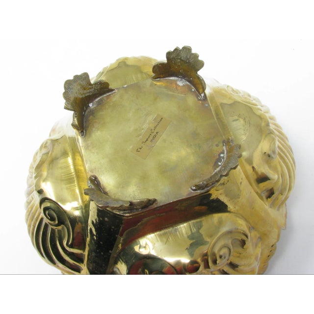 Vintage Clamshell Shaped Footed Brass Planter For Sale - Image 12 of 12