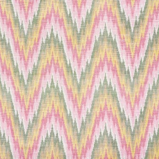 Sample - Schumacher Ibiza Flamestitch Fabric in Spring For Sale