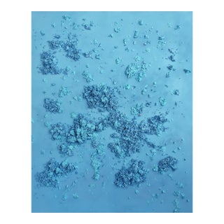Oversized Dimensional Textured Wall Art in Hydrangea-Inspired Tiffany Blue For Sale