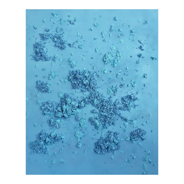 Oversized Dimensional Textured Wall Art in Hydrangea-Inspired Tiffany Blue For Sale