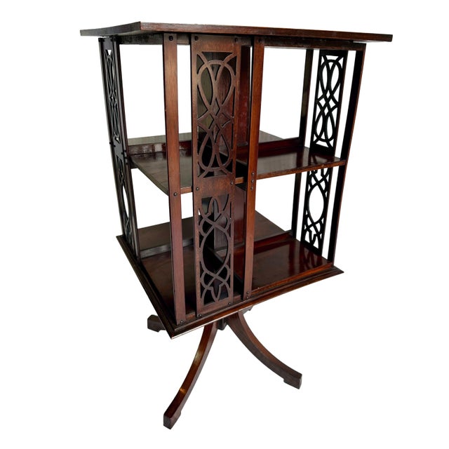A Mahogany Revolving Bookcase With Satinwood Inlay, English, Ca. 1900 For Sale - Image 4 of 8