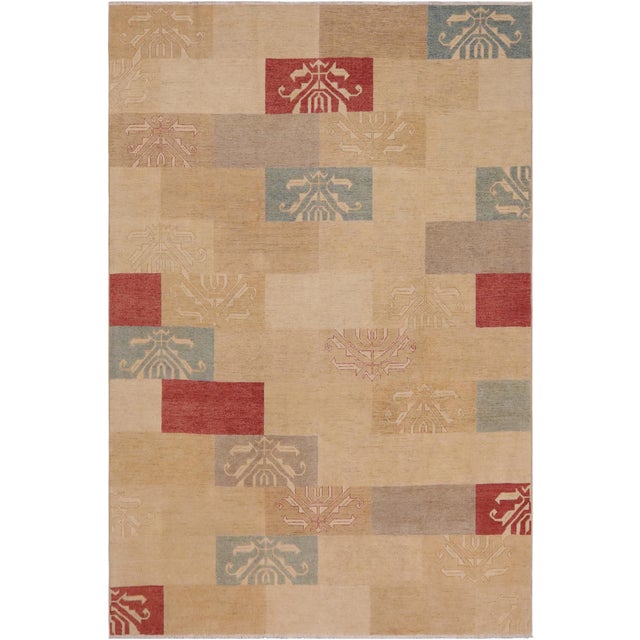 Boho Chic Gabbeh Tan/Beige Wool Rug - 9'0'' X 11'0'' For Sale - Image 10 of 10