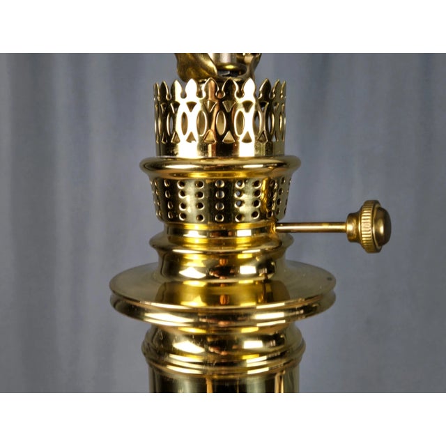 1990s Frederick Cooper Brass Faux Lantern Column Footed Table Lamp For Sale - Image 9 of 17