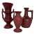 Set of 3 Mid Century Beet Mauve Burgundy Hand Made Pottery Vase Jug Vessel For Sale