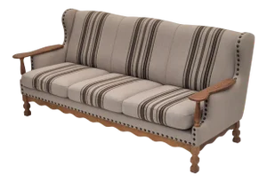 Danish 3-Seater Sofa in Furniture Wool Fabric & Oak Wood, 1970s