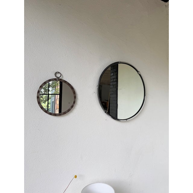 Vintage Round Metal Mirror, 1970s For Sale - Image 4 of 18