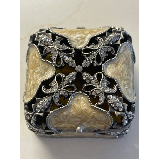 2" x 2"square 1.4 " h .Jeweled Lapis/CZ TRINKET BOX