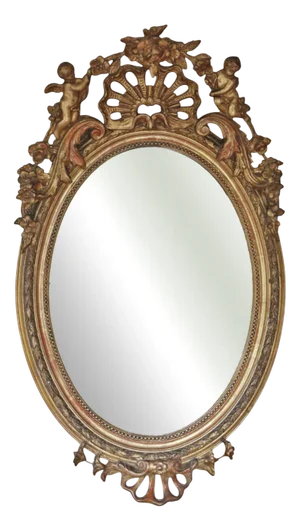 Large Antique Oval Gilt Overmantel Wall Mirror
