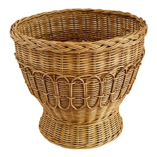 Rattan Pedestal Planter Basket For Sale