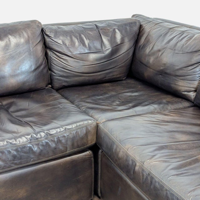 Restoration Hardware Maxwell Leather Sectional Sofa in Dark Brown For Sale In San Francisco - Image 6 of 10