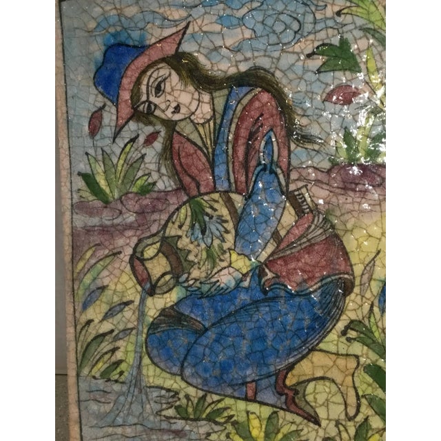 Vintage Persian Ceramic Tile For Sale - Image 4 of 10