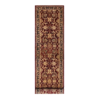Ziegler 1990's Dark Red/Blue Wool Runner Rug- 3'1'' X 11'10'' For Sale