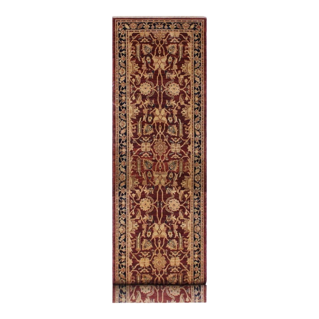 Ziegler 1990's Dark Red/Blue Wool Runner Rug- 3'1'' X 11'10'' For Sale