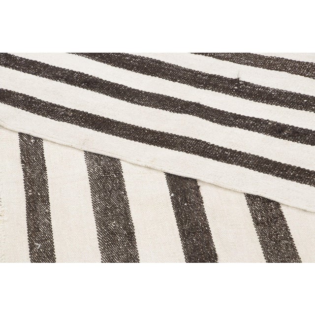 Textile Vintage Turkish Panelled Kilim Hemp Rug With Stripes by Rug & Kilim, 1950-1959 For Sale - Image 7 of 9