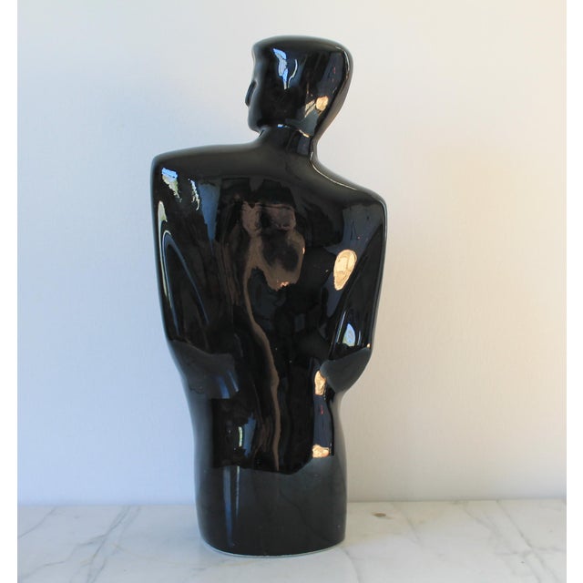 Mid-Century Modern Vintage Postmodern Black Ceramic Figure For Sale - Image 3 of 11