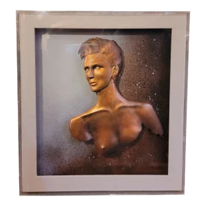 1980s Framed Metal Sculpture of Nude Woman