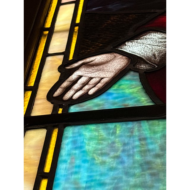 Christ the Consoler Stained Glass Window For Sale - Image 12 of 16