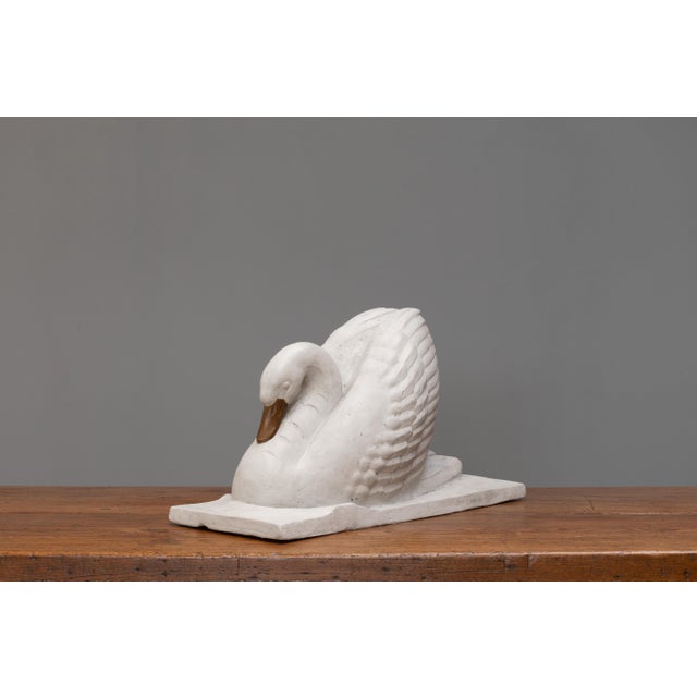 Art Deco Swan Sculpture in Paint & Plaster, 1950s For Sale - Image 10 of 10