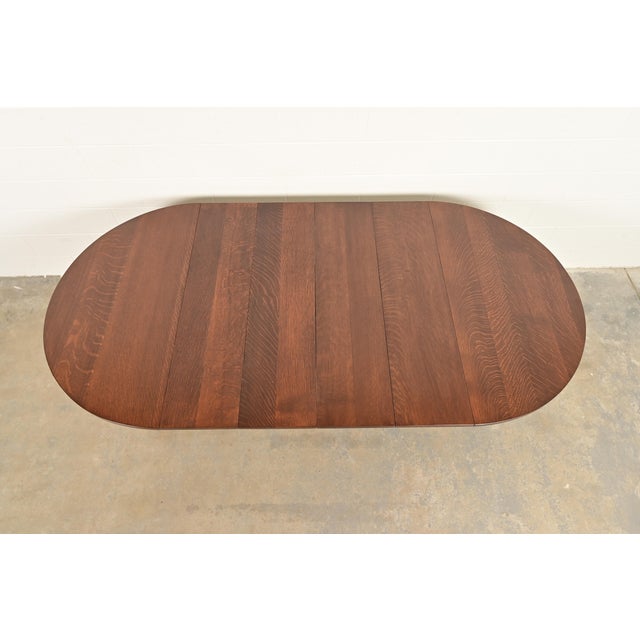 L. & J. G. Stickley Antique Mission Oak Arts & Crafts Extension Dining Table, Newly Refinished For Sale - Image 9 of 13