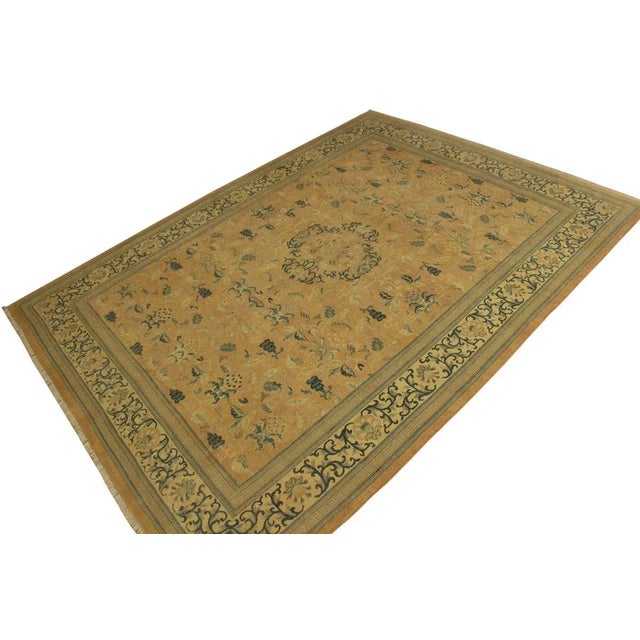 A Persian influenced Turkish hand knotted rug made by skilled artisans capable of creating the most exceptional vegetable...