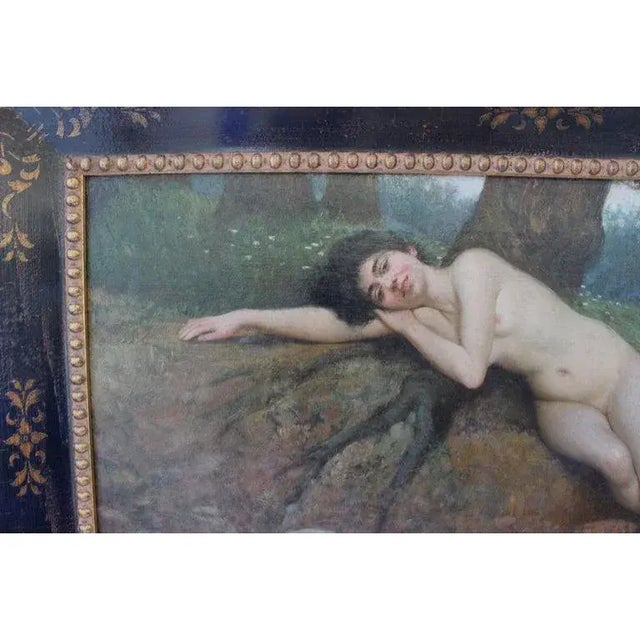 This Edwardian era painting by Giovanni Boldini of reclining nude figure dates to the late 19th and early 20th century.:...