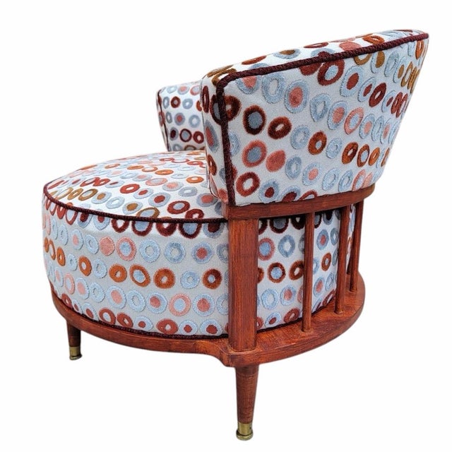 Mid Century Modern Atomic Barrel Back Lounge Chairs Newly Reupholstered - Pair For Sale - Image 4 of 12